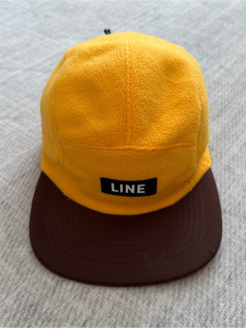 Line Onward Ski Bike Adult Brown/Yellow Fleece Reversible Adjustable 5 Panel Hat